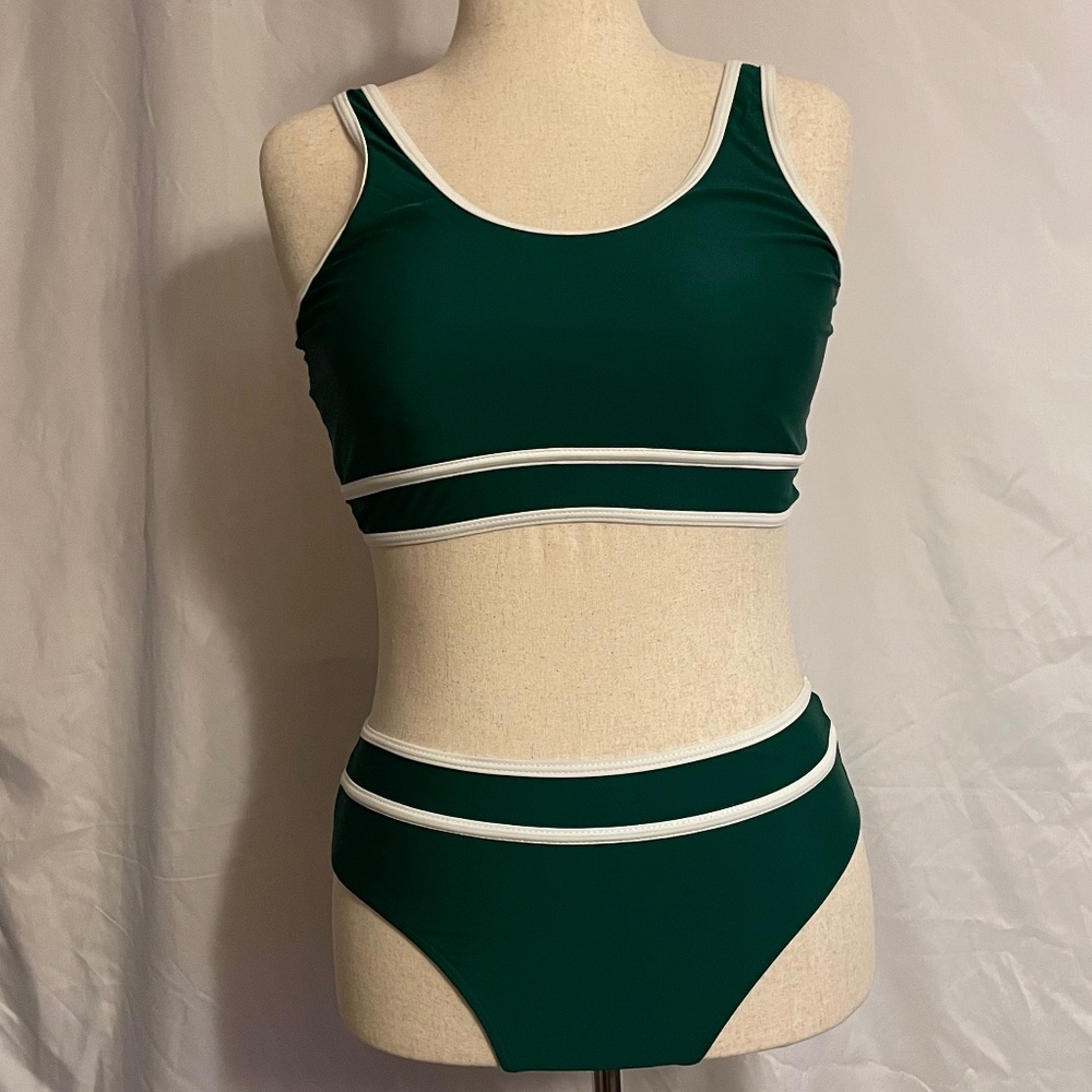 NWOT Medium Dark Green 2 Piece Swimsuit